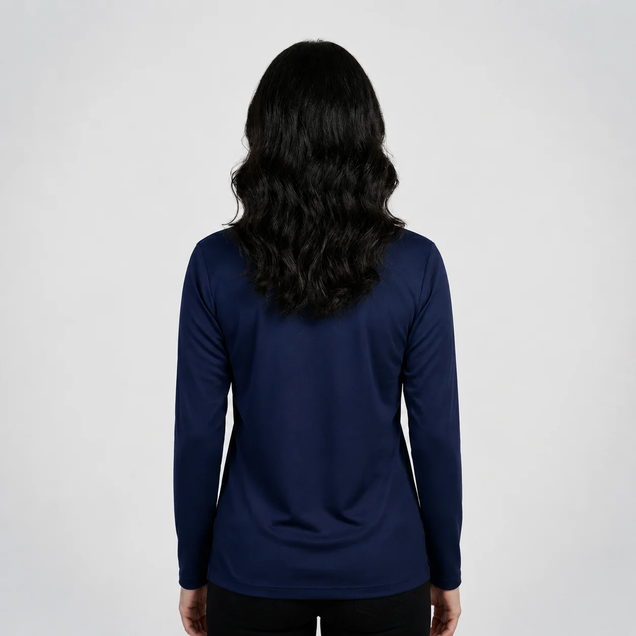 AGGERT Round Neck Full sleeve T-Shirt SUPIMA MERCERISED Cotton 220 GSM Navy Blue - Women