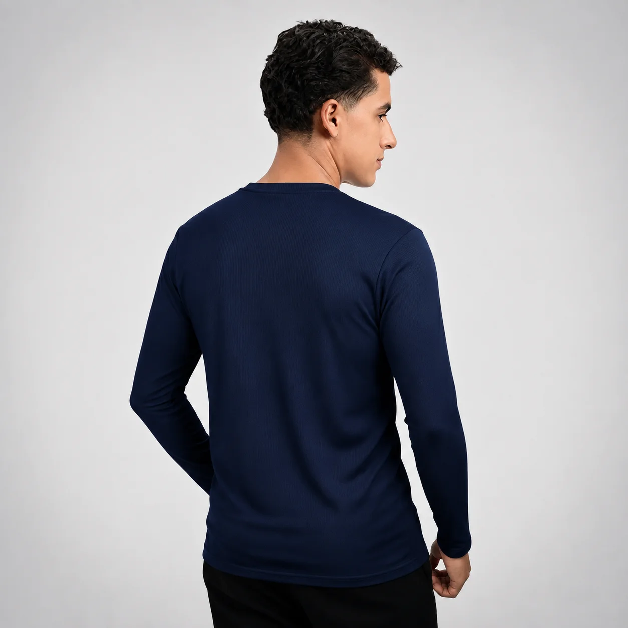 AGGERT Round Neck Full sleeve T-Shirt SUPIMA MERCERISED Cotton 220 GSM Navy Blue - Men