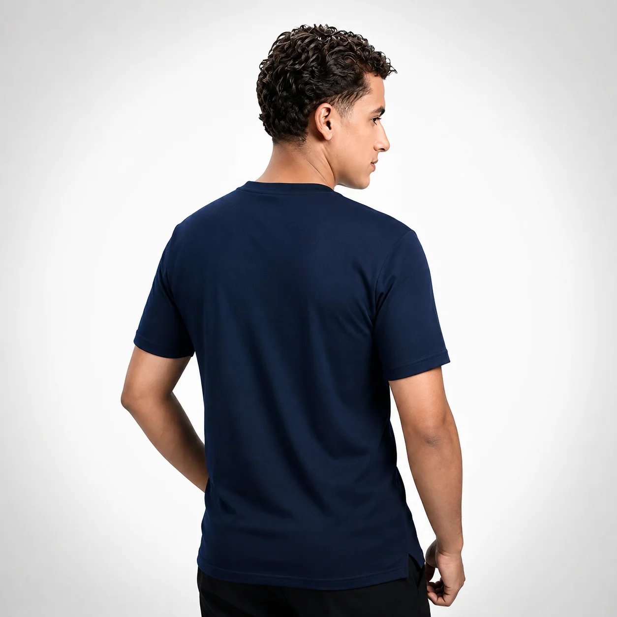 AGGERT Round Neck T-Shirt SUPIMA MERCERISED Cotton 220 GSM Navy Blue 
