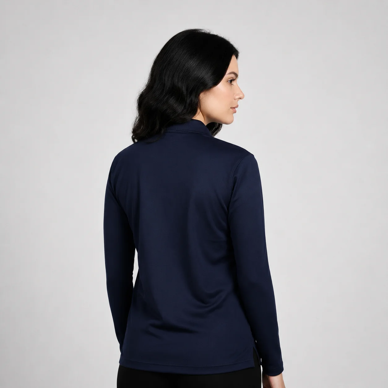 AGGERT Polo Full Sleeve SUPIMA MERCERISED Cotton 220 GSM Navy Blue - Women
