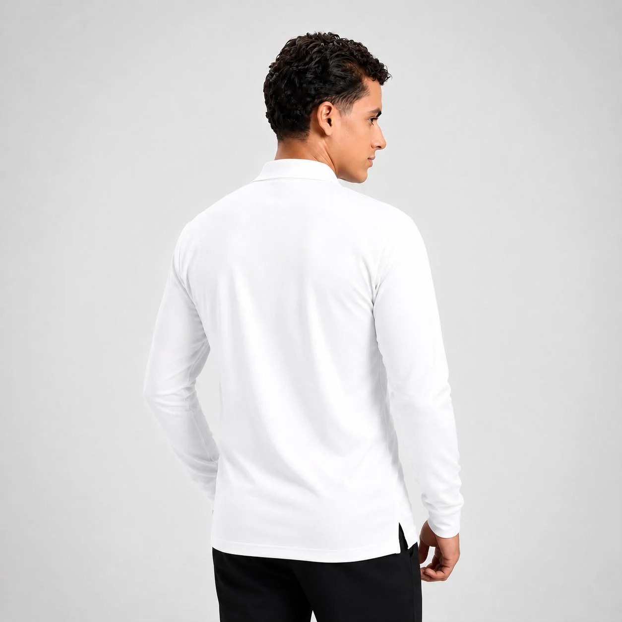 AGGERT Polo Full Sleeve SUPIMA MERCERISED Cotton 220 GSM White