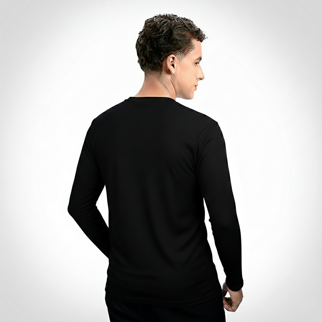 AGGERT Round Neck Full sleeve T-Shirt SUPIMA MERCERISED Cotton 200 GSM Black