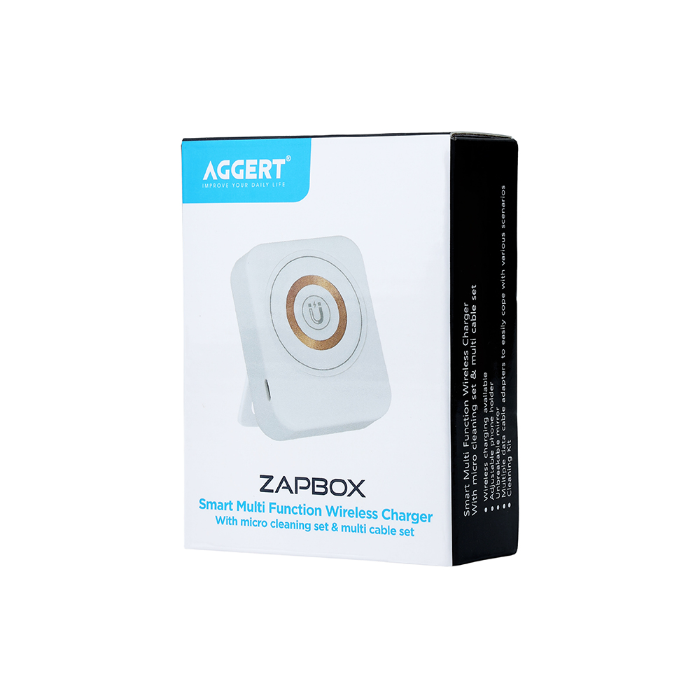 Aggert Wireless charger with multi cleaning set   Zapbox white