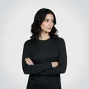 AGGERT Round Neck Full sleeve T-Shirt SUPIMA MERCERISED Cotton 200 GSM Black - Women
