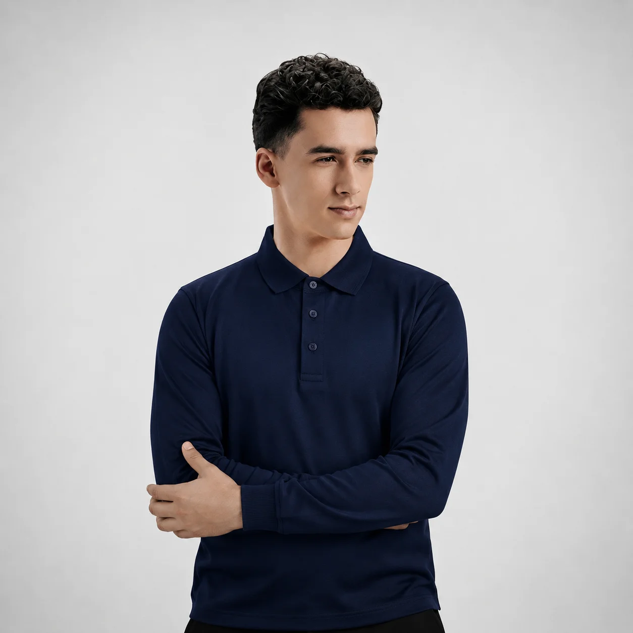 [AGPL7582] AGGERT Polo Full Sleeve SUPIMA MERCERISED Cotton 220 GSM Navy Blue