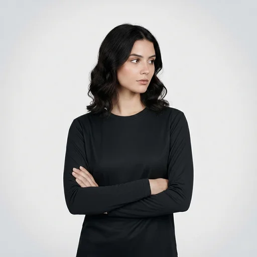 AGGERT Round Neck Full sleeve T-Shirt SUPIMA MERCERISED Cotton 200 GSM Black - Women